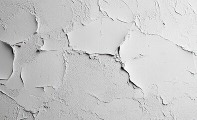Obraz premium peeling white plaster and cracked textured wall surface with rough flaking paint, showing aged, weathered and distressed character