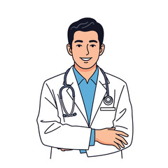 Fototapeta premium Smiling doctor in white coat with stethoscope.