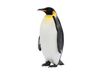 Obraz premium Emperor penguin standing upright with a distinctive orange and yellow neck isolated on transparent background