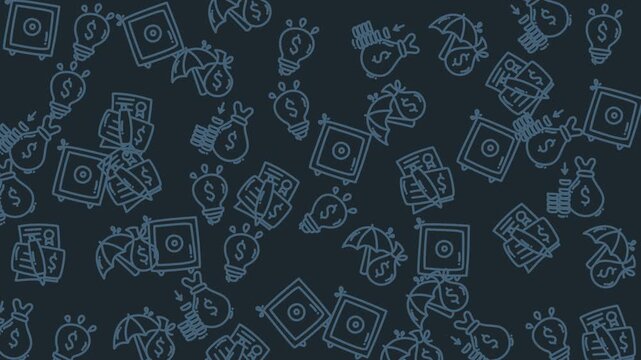Money Pattern Across Dark Background for Finance Video.