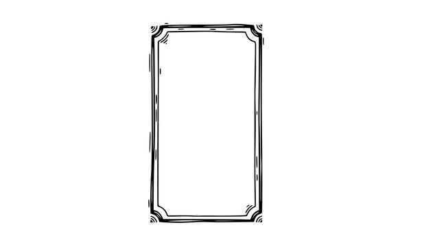 Vintage style doodle rectangle frame vector with hand drawn vertical border empty textbox