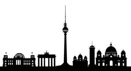 Berlin Skyline Silhouette: Brandenburg Gate, TV Tower, Reichstag © Vania