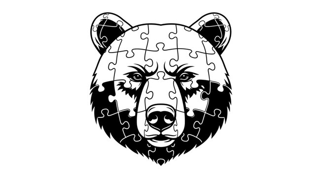 Bear Head Puzzle Vector Illustration