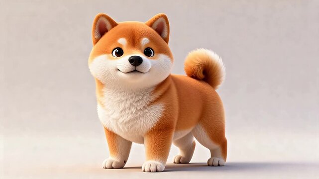 Cute animated shiba inu dog