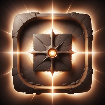 Solid Stone Block Featuring a Central Radiant Starburst of Light Symbolizing Innovation Resilience and the Spark of Creativity in a Textured 3D Graphic Composition for Adobe Stock