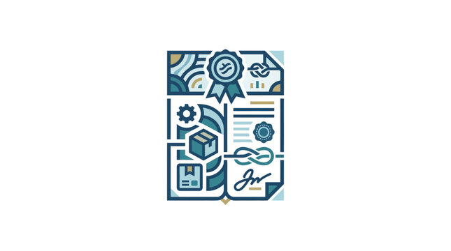 Vector Icon of Award Ribbon with Certificate and Star for Achievement and Success