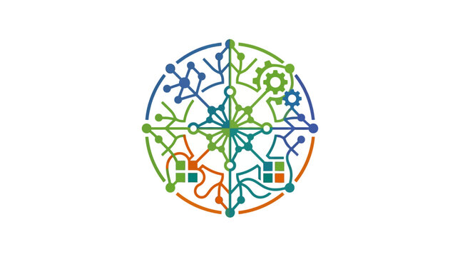 Icon of Molecular Structure and Scientific Network in Vector Style for Technology and Research
