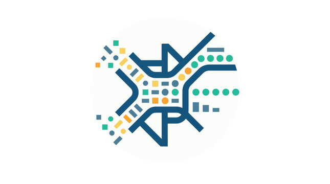 Icon of Abstract Network Connectivity Diagram in Vector Style for Technology and Digital Communication