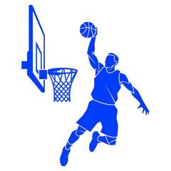 Geometric blue basketball player dunking ball into a hoop © Pletuk