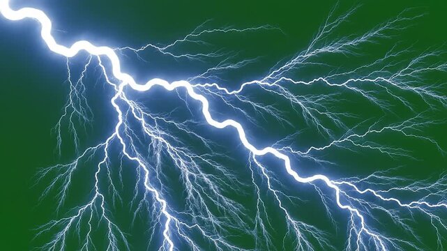 Lightning bolt in green sky for commercial backgrounds, digital design, and advertising