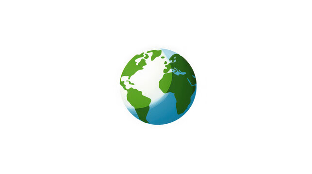 Earth day icon with green continents and blue oceans on transparent background