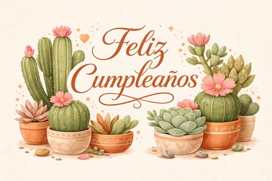 feliz cumpleanos cactus