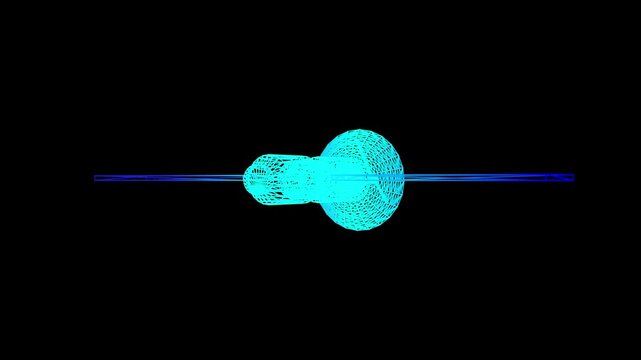 Futuristic blue glowing wireframe object 3D animation, abstract technology visual background loop in stunning 4K resolution