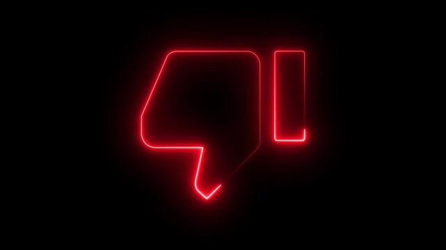 Animated dislike icon. dislike icon neon color animation. Animated neon thumb down sign icon animation 4k render. High resolution Video footage. motion graphics. animation 4k video