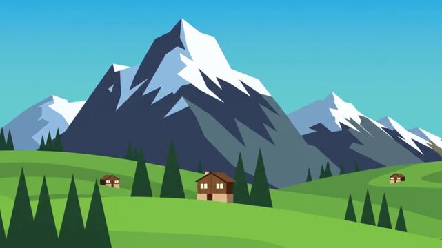 Alpine Peak Cinematic Landscape Vector Animation
