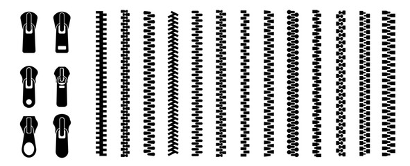 Zipper brush set. Zip vector.  Patterns with zipper brushes. © stoker