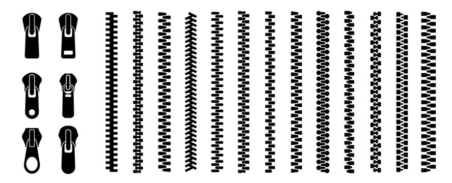 Zipper brush set. Zip vector.  Patterns with zipper brushes.