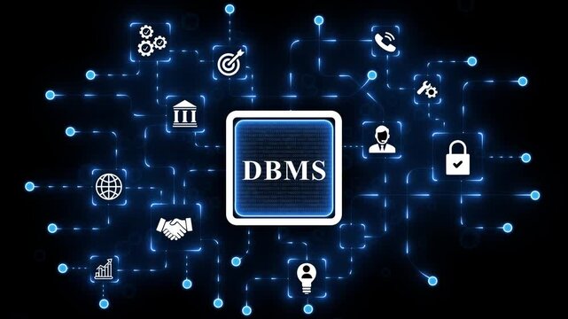 DBMS Exchange-Traded Fund Investment Strategy, projection on a Business and Technology Concept. 4k motion video isolated on technology. animation