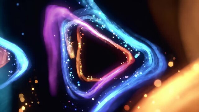 Abstract colorful glowing triangular shapes animation.