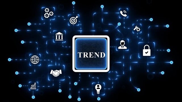 Trend Exchange-Traded Fund Investment Strategy, projection on a Business and Technology Concept. 4k motion video isolated on technology. animation