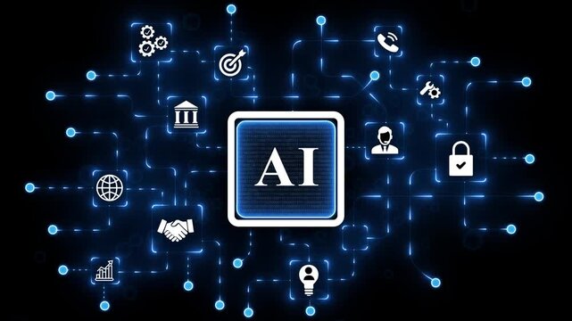 AI Exchange-Traded Fund Investment Strategy, projection on a Business and Technology Concept. 4k motion video isolated on technology. animation