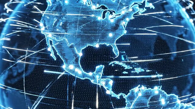 Glowing digital globe in space for commercial backgrounds, digital design, and advertising