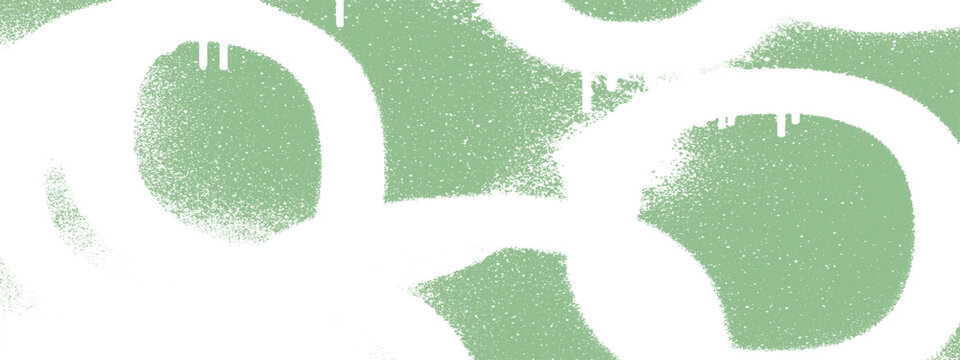 Green and white abstract circles with spray paint texture abstract circular background creative splatter dripping stylized backdrop artistic calligraphy contrast decoration distressed