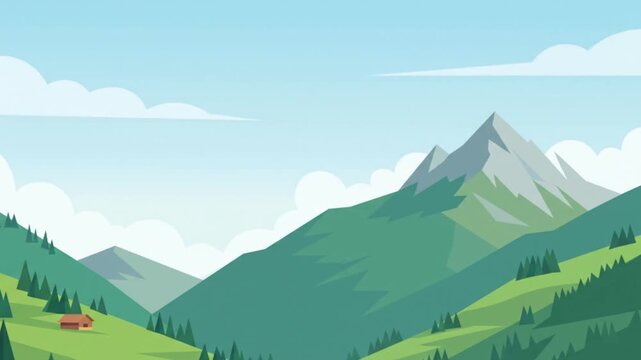 Cinematic Mountains Landscape Vector Animation