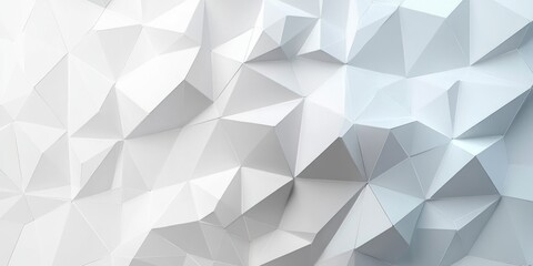 Obraz premium serene low poly white and pale blue faceted 3d triangular surface with soft shadows and minimal abstract geometric pattern
