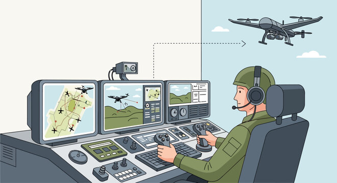 drone surveillance control room monitors