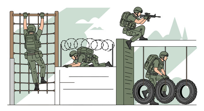 Soldier Climbing Obstacle Course Training