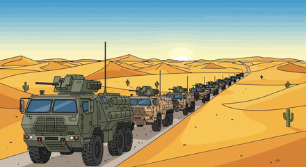 Armored Tank in Desert Battlefield Scene © hermas