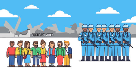 Military Base Infrastructure Top View Illustration © hermas