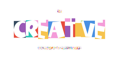 Obraz na płótnie Canvas Color Font Logo Alphabet Vector Fun Letter Set Blocky Typography, Art Typographic Design for Kids Zone Title Text, Toy Typo Poster Headline, Type Fest Logotype, Colorful Fonts. Vector Typeface.