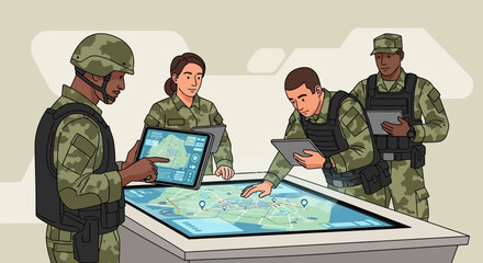Military Strategy Planning with Digital Map Interface © hermas