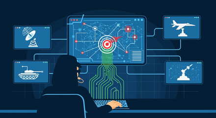Cyber Security Defense System Interface with Digital Network © hermas