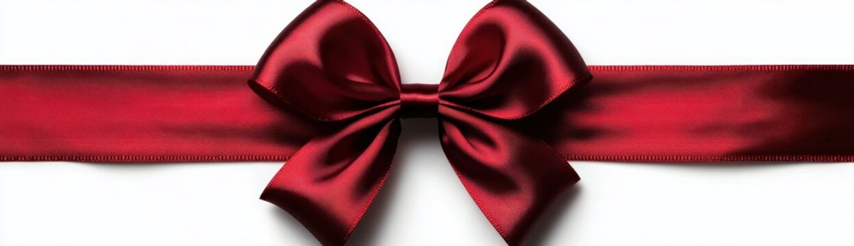 luxurious red satin ribbon with a tied bow on a white background conveying celebration and elegance