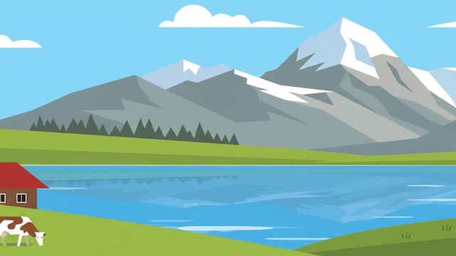 Motion Graphic Mountain Lake Cinematic Landscape