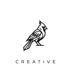 Fototapeta premium Bird Sitting on Branch Vector Illustration, Cute Wild Bird Silhouette with Feather Details, Nature Animal Logo Design Icon for Wildlife and Outdoor Themes