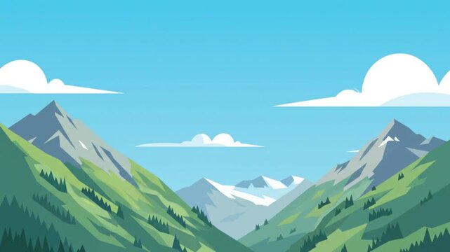 Cinematic Minimal Valley Landscape Vector Animation