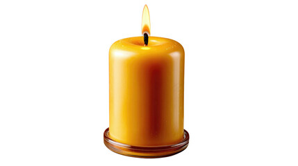 Obraz premium Candlelight Reverie: A solitary candle emits a warm, inviting glow, casting dancing shadows and symbolizing hope, serenity, and the tranquil moments.