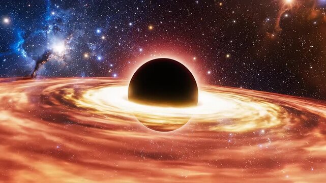 Black hole with accretion disk in space for tech concepts, digital marketing, and scientific projects