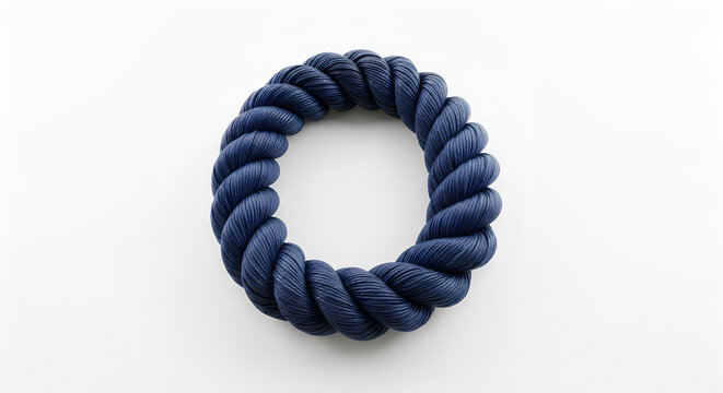 A navy blue twisted rope on an isolated white background