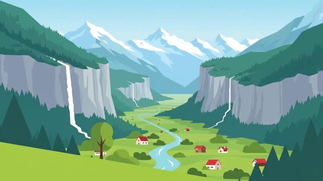 Aerial Canyon River Cinematic Landscape Motion Graphic