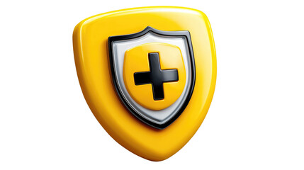 Obraz premium Health Protection Emblem: A vibrant emblem of health protection, featuring a shield with a bold cross, symbolizes safety and well-being.