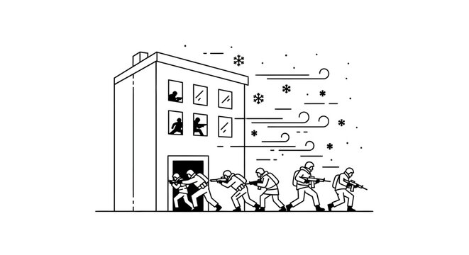 SWAT Team Raids Building in Snowy Storm, Arresting Suspects