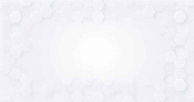 Abstract hexagon technology background with soft gradients and subtle motion. Clean center copy space, smooth loop animation and elegant depth, ideal for medical, AI, data and corporate visuals.