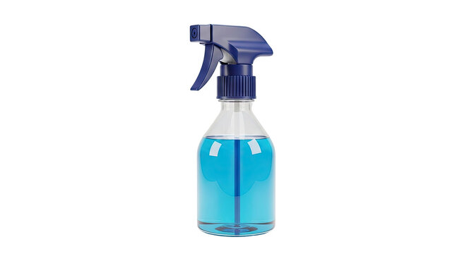 Blue Trigger Spray Bottle Filled With Blue Liquid