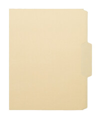 Fototapeta premium Manila craft folder with cut tab isolated on transparent background. Paper case archive for cold case file element design creation.