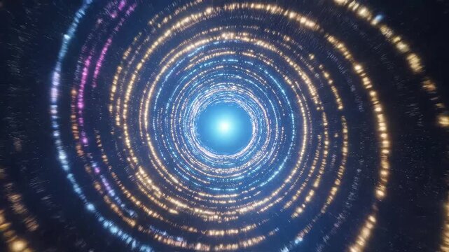 Colorful spiral light pattern in space for commercial backgrounds, digital design, and advertising